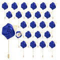 uxcell 24pcs Bright Blue Rose Boutonnieres Flower Buttonholes Pocket Boutonnieres Pins for Wedding Ceremony Anniversary Prom Formal Dinner Party - color: Bright Blue
