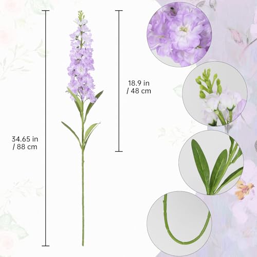 Light Purple Delphinium Artificial Flowers 5PCS Silk Flowers with Stems Snapdragon Long Stem for Tall Vase Home Wedding Centerpieces Decor (Light Purple) - color: Light Purple