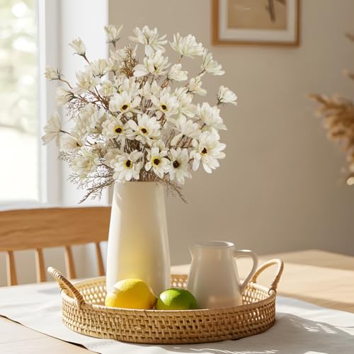 20" Artificial Daisy Bouquets for Fall Table Centerpiece, 3 Bunches Faux Chrysanthemum Flowers with Stems for Floral Arrangements, Autumn Home & Wedding Decor, Fake Wildflowers Mums in Cream White - color: Cream White
