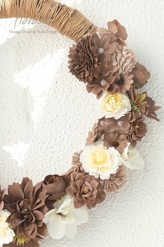 Floroom Mini Artificial Flower Heads Brown & Taupe Fake Peony Daisy Rose Multicolor Small Faux Silk Flower Heads for Cake Craft Garland Wedding Party Graduation Cap DIY Home Decoration, 0.8"-3.6" - color: Rustic Taupe