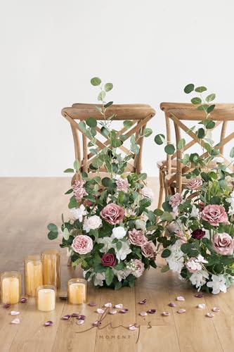 Ling's moment 36" Tall Free Standing Artificial Flowers Arrangements 2 pcs Wedding Arch Altar Stage Decorations Dusty Rose & Cream for Ceremony Reception Church Backdrop Outdoor Aisle Floral Party - color: Pk-dusty Rose & Cream