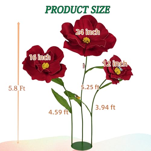 5.8 Ft Giant Artificial Flowers for Decoration,Large EVA Flower Decor,Wedding Arrangements, Birthday Party Banquet Background,Hotel,Office,Window Display(Wine) - color: Wine