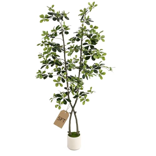 5ft Fake Olive Tree Artificial Indoor,Artificial Olive Tree with Pot,Large Olive Branches,for Home Office House Living Room Decor. - color: 5ft