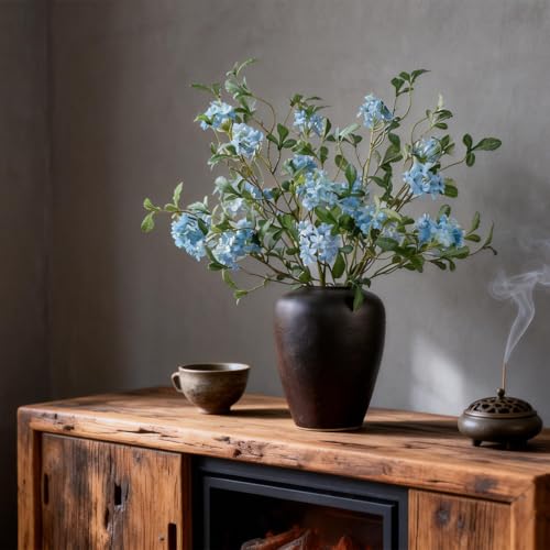5PCS Faux Flowers for Vase Spring Stems Indoor Decoration – 26.8", Artificial Flower Branches for Vase,Bulk Silk Fake Flowers Stems for Home Kitchen Dining Table Centerpieces (Blue) - color: Blue
