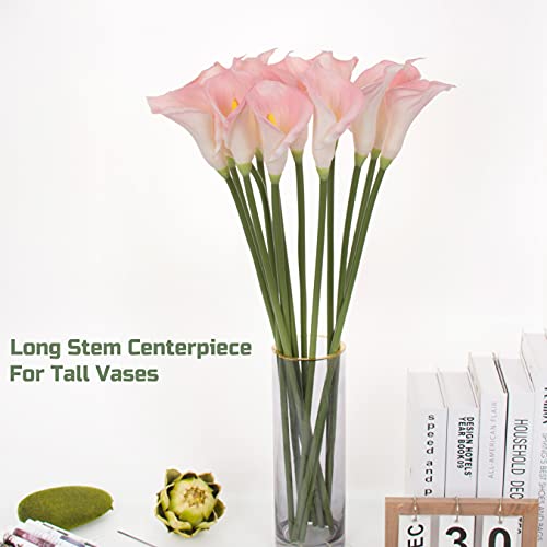 10pcs Calla Lilies Artificial Flower,26'' Long Stem Artificial Calla Lily Flowers,Realistic Arum Lilies for Wedding Bridal Bouquet Home Decor Centerpiece,Pink - color: Pink