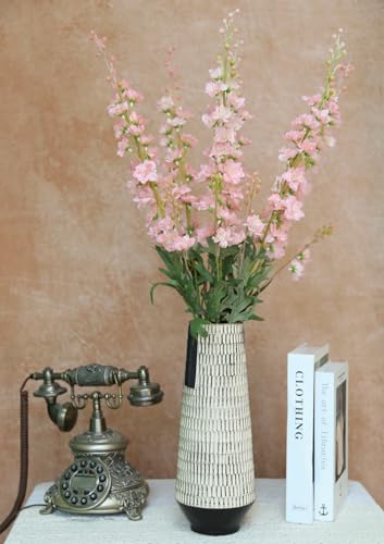 6 PCS Light Pink Delphinium Artificial Flowers, Long Stem Artificial Flowers with Bendable Stems, Silk Larkspur for Tall Vase Home Garden Wedding Table Decor - color: Light Pink