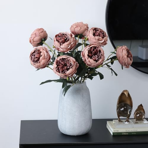 mizii 6Pcs Burnt Pink Artificial Roses Flowers Fake Silk Roses Flower with Long Stem for Wedding Decorations Table Centerpieces Flower Arrangement Home Decor (Burnt Pink) - color: Burnt Pink