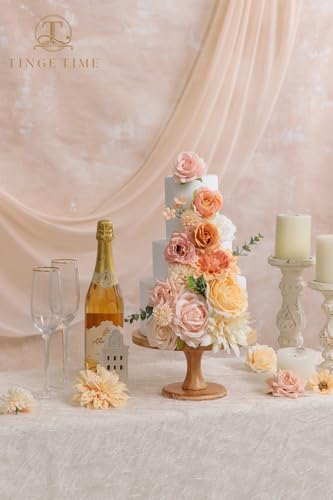 TINGE TIME Fake Flowers Artificial Flowers Peonies Bulbous Chrysanthemum Daisy Hydrangea Sunflower Violets Dahlia Daffodils Epiphyllum Orchid Cherry Blossom Camellia Leyaron (Blush & Champagne) - color: Blush & Champagne