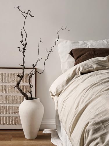 White Ceramic Vase - Large 13.6 Inch Tall Floor Vase for Centerpieces, Farmhouse Flower Vases, Rustic Minimalist Home Decor for Living Room, Enterway, Wedding (Sandstone White) - color: 13.6 Inch-sandstone White