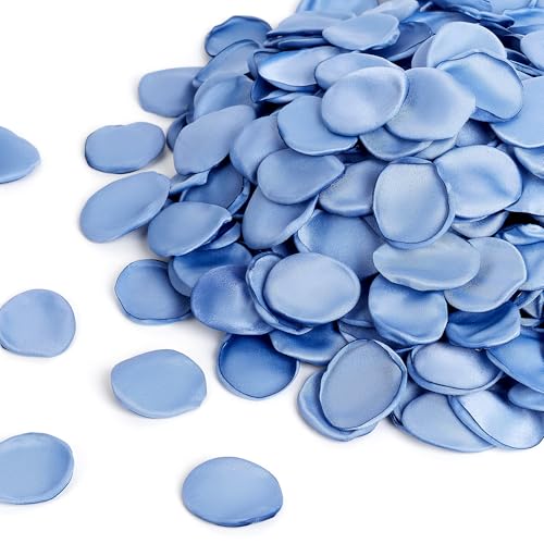 SITUMEIZI 400PCS Fake Rose Petals Faux Silk Flower Blue Petals for Romantic Night for Her Set Valentine's Day, Wedding, Proposal Anniversary Decorations - color: Light-blue
