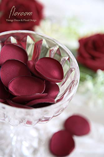 Floroom 500pcs Rose Petals Burgundy Faux Silk Flower Petals for Wedding Flower Girl Basket Aisle Scatter Dinner Table Centerpieces Party Confetti Bridal Shower Romantic Night Decoration - color: Burgundy, size: 500pcs