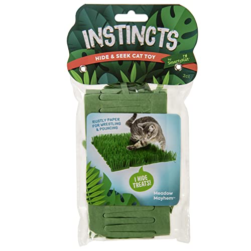 Instincts by SmartyKat 2-Pack Meadow Mayhem Hide & Seek Paper Grass Rustle Cat Mat Toy - Green, 2-Pack