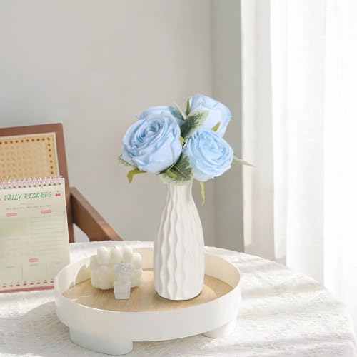 Artificial Roses,16PCS Light Blue Flowers 2.76" Austin Silk Roses Artificial Flowers Bulk for Wedding Bouquets Party Home Decor(Light Blue) - color: Light Blue