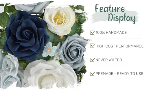 Arch Flower Kit of 2 - Artificial Floral Swag for Wedding Welcome Sign, Reception Ceremony Signs, Chair Decor (Dusty Blue & Ivory) - color: Dusty Blue & Ivory
