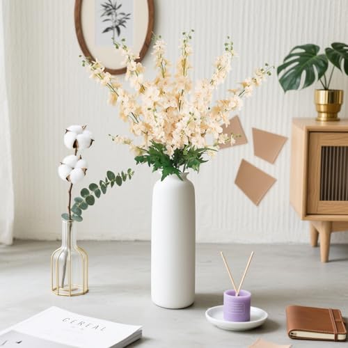 6Pcs Delphinium Artificial Flowers 37.4’’ Champagne Fake Silk Flowers Long Stem Faux Snapdragon Flowers for Vase Table Home Wedding Party Garden Decoration(Champagne) - color: Champagne
