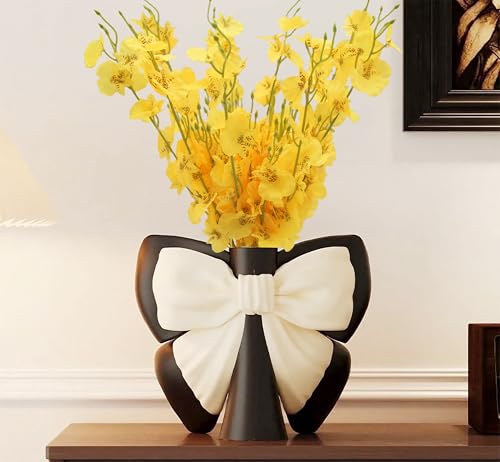 10Pcs Artificial Flowers Orchids Silk Flowers Fake Orchid in Bulk Artificial Orchids Flowers Long Stem 20" Yellow Dancing Orchids Flower for Wedding Home Office Party Vase Table Centerpiece