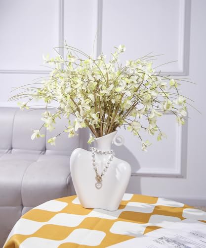 16" 24pcs Rustic Spring Summer Fall Blooming Cherry Wild Flowers Decorations for Crafts or vase, Farmhouse Home Wedding Centerpieces Bouquets Decors - Cream Green - color: Cream-green