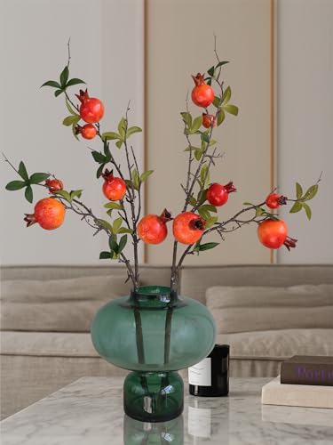 Forlaoers 2pcs Pomegranate Tall Orange Artificial Flowers Faux Holly Berry Fall Stems Branches Fake Fruit for Christmas Tree Filler Home Living Room Vase Table Decorations Centerpieces - color: B:2 Orange