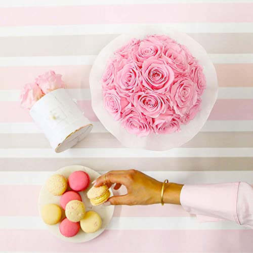 Laelfe 12 PCS Artificial Flowers Pink Roses Fake Silk Flowers Long Stem Artificial Roses for Home Wedding Decorations (Pink) - color: Pink