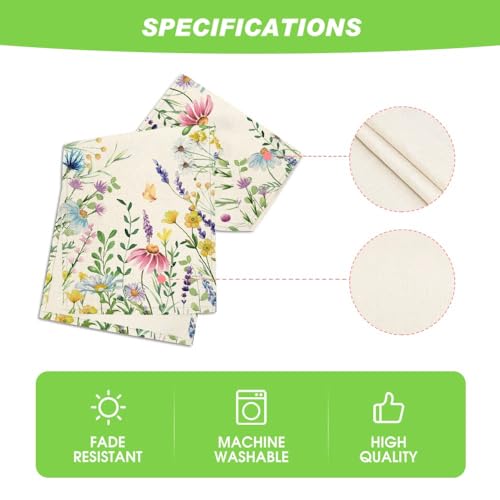 Artoid Mode Daisy Eucalyptus Lavender Floral Leaves Summer Table Runner, Spring Kitchen Dining Table Decoration for Home Party Decor 13x72 Inch - color: Beige, size: 13" x 72", Table Runner