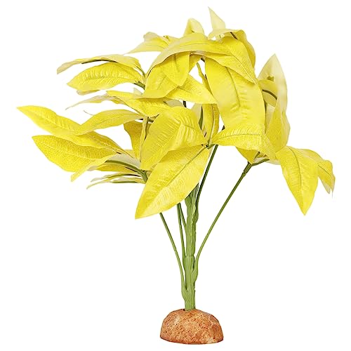 Fake Yellow Money Tree Plant, Reptile Decor for Terrarium, Crested Gecko Tank Accessories fit Leopard Gecko Bearded Dragon Lizard Chameleon Snake Tortoise - color: O-fake Yellow Money Tree Plant