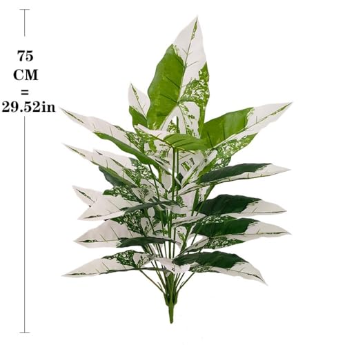 Aglaonema Plant with Variegated Green and Red Leaves, Fake Tree Leaf Simulation Flower Bonsai for Party Decoration Artificial Plants Floor Home Room Decor Ornament (White No Flowerpot, 75cm) - color: White No Flowerpot, size: 75cm