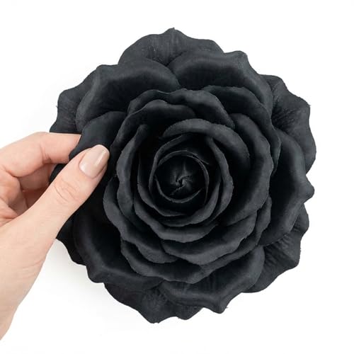 Black Roses Artificial Giant Flowers,50PCS 4 Inch Large Fake Roses Bulk - color: Black