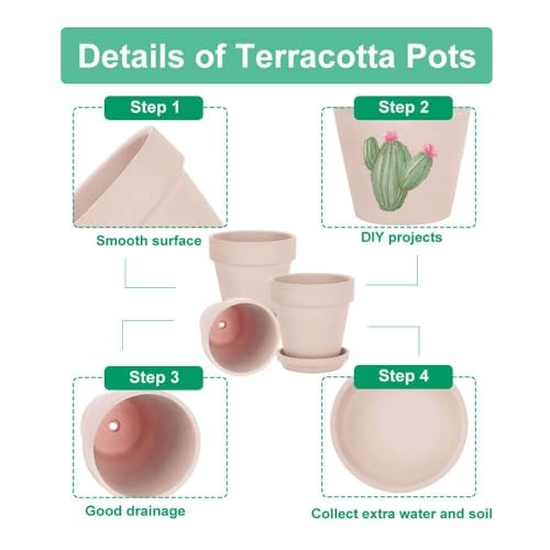 vensovo 3 inch Pink Terracotta Clay Pots for Plants with Saucer - 12 Pack Small Terra Cotta Planter Great for Garden Windowsill Indoor & Outdoor Wedding Favors Gifts - color: Pink