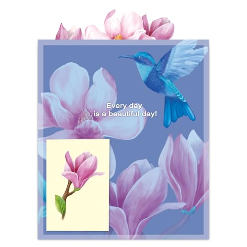 Airpark 3D Pop Up Paper Flowers Bouquet Card 12’‘ with Note & Envelope, Birthday Gifts, Get Well, Thank You, Greeting Cards for Women Mom Wife Friends, Magnolia & Bird - style: Magnolia Flower