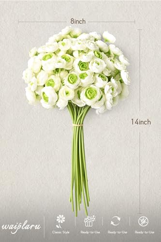 Waipfaru Ranunculus Artificial Flowers, 18Pcs 14In Fake Peonies Artificial Flowers, Faux Flower for Vase Silk Flower Real Touch Faux Peony Bulk for DIY Wedding Bouquet Home Bridal Shower Decor - color: Green, size: 18Pcs