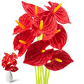 RAINFLOW 8PCS Anthurium Artificial Flowers Red Anthurium Single Stem - Tropical Flowers Artificial with Large Bloom, Faux Anthurium Artificial Flowers for Wedding Table Centerpiece Decor(12.6")