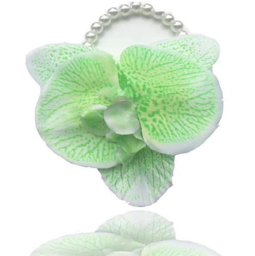 Corkwaw 50 Pcs Orchid Petals Artificial Decorations Orchids Heads Flowers Faux Silk Phalaenopsis Butterfly Flower Heads for Handmade DIY Home Wedding Party Decoration (Green) - color: Green