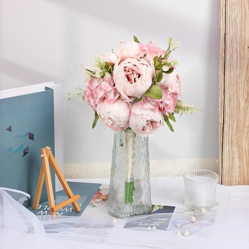 Blush Pink Bridesmaid Bouquet for Wedding, an Artificial Silk Peonies Flowers Bouquet for Marriage Decorations - color: Blush Pink