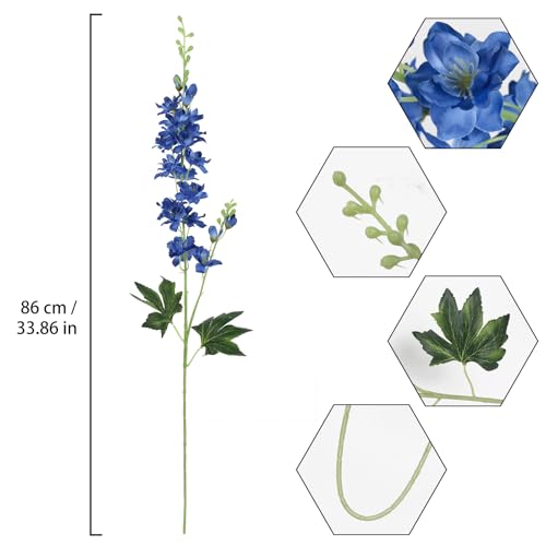 Blue Delphinium Artificial Flowers,8PCS Faux Delphinium Bulk 33.5'' Long Stem Larkspur Silk Flowers for Tall Vase Table Centerpieces Wedding Home Garden Decor(Navy Blue) - color: Navy Blue