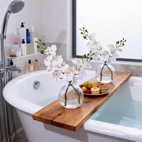 2PCS White Orchid Artificial Flowers Fake Flowers Small Fake Plant Table Shelf Decor Flower with Vase Fake Water - color: Orchid White 2pcs
