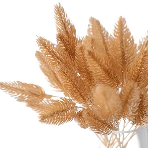 Efavormart 4 Pack 11 inch Metallic Gold Artificial Pine Grass Bushes, Faux Pine Needle Branches Floral Sprays for Festive Winter Decor and Small Accents - color: Type21