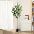 6FT Olive Tree Artificial Indoor - Tall Faux Olive Tree with Wood Trunk and Lifelike Fruits - Fake Plants in Pot for Home Office Living Room Decor - size: 6ft