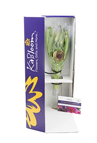 KaBloom - Bouquet of Fresh Pink Tulips with Vase - Fresh Flowers for Birthday, Valentine's & Mother's Day - color: Pink, size: 10, style: With Vase
