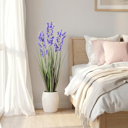 Ttranewsoo Green Onions Home Decor Fake Plants Lily of The Valley Snake Plant Home DéCor Accents Artificial Grass Room Decor Artificial Plants Indoor Artificial Grass 36" 1 Pack(Purple) - color: Violet