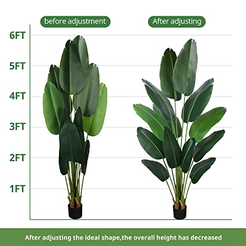 YEPDIN Artificial Bird of Paradise Plant 6 Ft Tall Fake Banana Leaf Plant for Indoors and Outdoors,Faux Palm Tree with Plastic Pot for Office and Home Decor,L180 - style: 6 FT