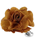 Premium Men's Formal Solid Color Flower Lapel Pin - Boutonniere for Men, Brooch Pin - color: Mustard