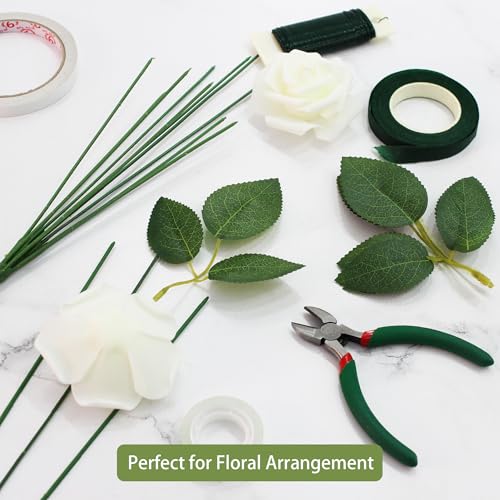 100 Pcs Artificial Flowers Green Leaf Bulk Faux Greenery Silk Fake Rose Leaves Bouquet Garland Wreath Floral Arrangement Supplie DIY Craft (1 Stem with 3 Large-Leaf Green) - color: 08. 1 Stem With 3 Large-leaf Green