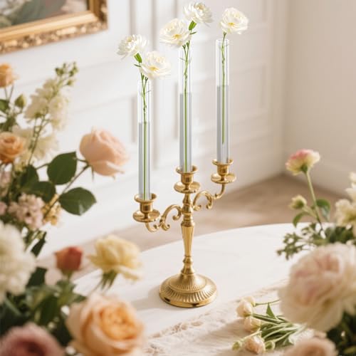 6 Pack 7.9” Acrylic Bud Vase — Striped Cylinder Bud Vase for Taper Candlesticks, Flower Vase with Silicon Rubber Case Fits Candlestick Size 20-22mm, Perfect for Tablescapes, Weddings & Home Decor - size: 6 PC Striped