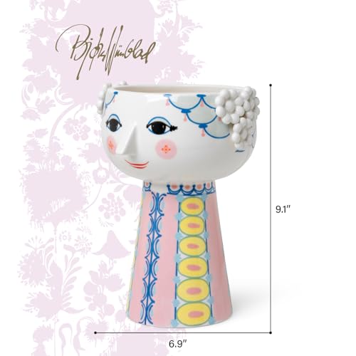 Bjørn Wiinblad Eva Vase | Hand-Painted Glazed Ceramic | Rose Pink | 9.3 in - color: Pink, size: Standard
