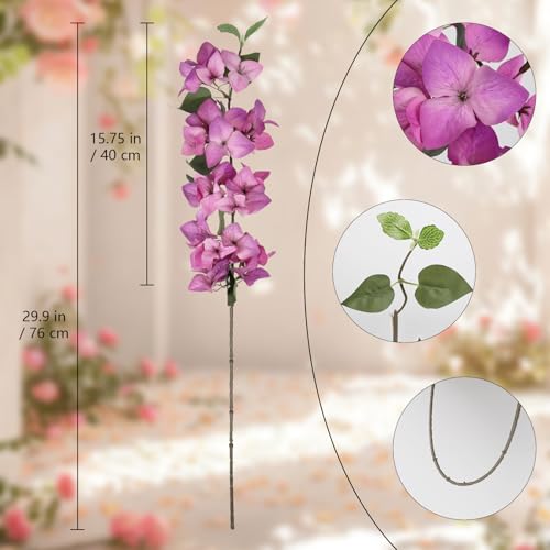 Purple Faux Bougainvillea 8 PCS Realistic Artificial Bougainvillea 29.9" Silk Flowers Long Stem Flowers for Tall Vase Home Wedding Centerepieces Decor (Purple) - color: Purple