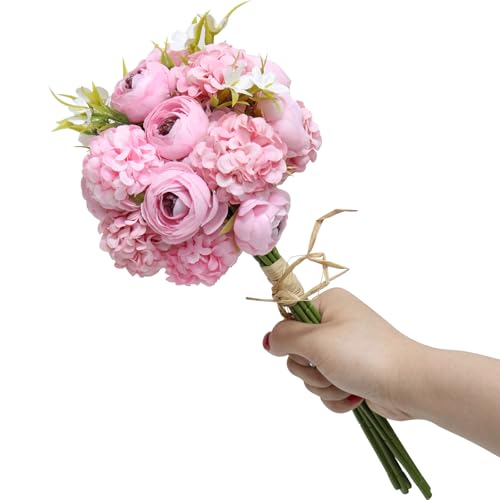 Zerzsy Artificial Peonies Bouquets, Mixed Pink, 10 Branch | Fake Flower, Bride Holding Flowers, For Home Wedding Spring Decor - color: Pink-10, size: 1 Bouquet
