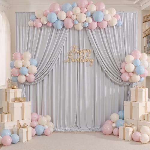 10ftx8ft Wrinkle Free Silver Backdrop Curtain for Parties, Thick Polyester Backdrop Drapes for Wedding Birthday Party Photography Background Baby Shower Decor - color: Silver, size: 10ftx8ft