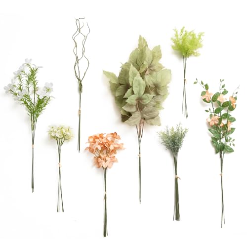 Ling's moment Artificial Greenery Stems Box Set, 35pcs with 7 Kinds of Faux Greenery Picks for DIY Bridal Bouquets Wedding Floral Arrangement Table Centerpieces, Garden Blush - color: Pk-blush Garden