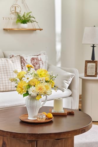 TINGE TIME Fake Flowers Artificial Flowers Peonies Bulbous Chrysanthemum Daisy Hydrangea Sunflower Violets Dahlia Daffodils Epiphyllum Orchid Cherry Blossom Camellia Leyaron (Yellow) - color: Yellow