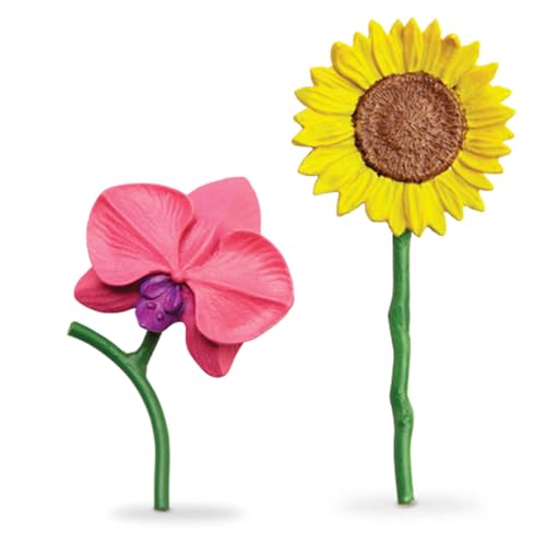 Safari Ltd. Flowers TOOB - Mini Figurines of Rose, Tulip, Hibiscus, Bird of Paradise, Daffodil, Sunflower, Lotus, Orchid - Educational Toy Figures For Boys, Girls & Kids Ages 3+ - size: Small